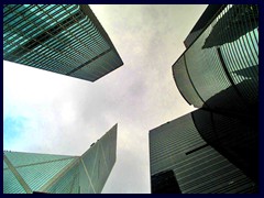 Skyscrapers of Central: Cheung Kong Centre, Bank of America and Citibank Plaza.